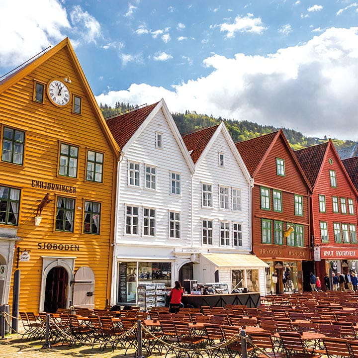 The colourful Bryggen waterfront in Bergen, Norway